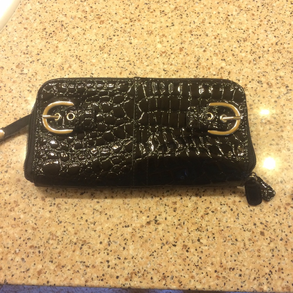 Zip around wallet, black croc, NWOT | offer in description